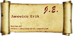 Janovics Erik névjegykártya